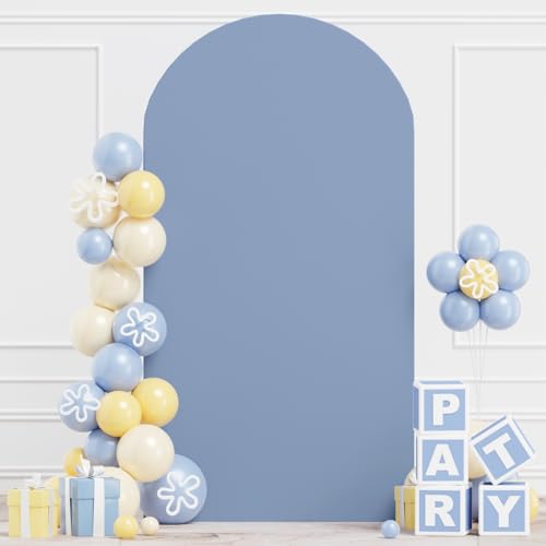 ROMANKAS 6.6FT Wedding Arch Cover Dusty Blue Spandex Arch Covers Stretchy Backdrop Spandex Fitted Wedding Arch Stand Covers Chiara Arch Cover for Wedding Party Ceremony Decoration by ROMANKAS - Used condition - US$21.41