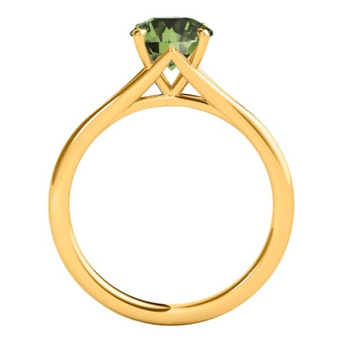 MauliJewels Women's 2.00 Ctw Green Round Moissanite Solitaire Ring in 14K White, Rose, and Yellow Gold3