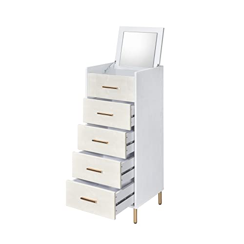 Yabey Myles Jewelry Armoire, White, Champagne & Gold Finish Ac01168 Length(Inch)17.00Width(Inch)16.00Height(Inch)45.00Weight(Pound)83.00 #TOP1