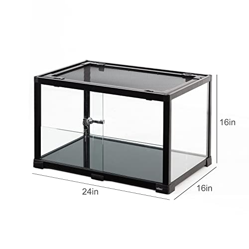 Oiibo Reptile Terrarium 25 Gallon, 2 In 1 Knock-Down Glass Reptile Tank 24" X 16" X 16", Sliding Front Doors Terrariums For Reptiles Bearded Dragon Lizard Gecko Snake Hamster Small Animals Etc #TOP2