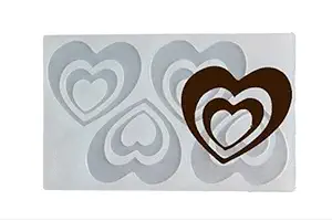 Amos Silicone Double Heart Shape Chocolate Garnishing Sheet Cake Insert Decoration Mould Pack of 1 (Transparent Sheet)