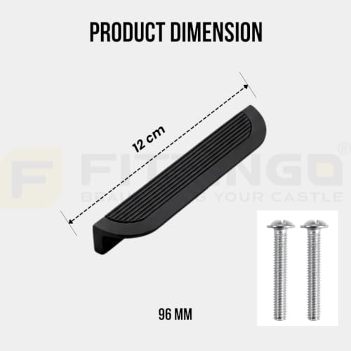 Image of VEZEL Aluminium Cabinet Handle /Wardrobe Handle, Knobs for Cabinets Handle - Modern Cabinet Pull for Wardrobe, Drawer & Cabinets Furniture, (Silk Black) 96mm - Pack of 4-| 3 Years Warranty |
