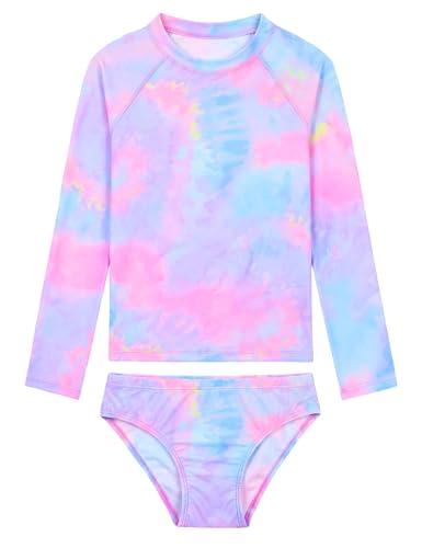 Image of Girls Rash Guard Swimsuit Two Pieces Adorable Swimswear Quick Dry Bathing Suit Long Sleeve