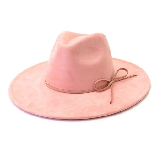 Image of Fedora Hats for Women Man with Big Wide Brim Classic Suede Panama Hat Western Outdoor hat