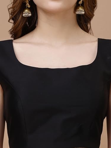 Image of Womanista Women's Taffeta Solid Sleeveless Readymade Saree Blouse for Women Stylish