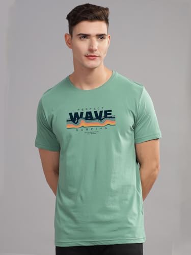 Image of ADRO Mens Printed T Shirt | The Super Soft Tshirt in India| Pure Cotton Lycra Breathable Fabric| 4 Way Stretch smart tech Fabric| Round Neck T-Shirt (Also in Plus Size) RN25-ST-WAVE-NB