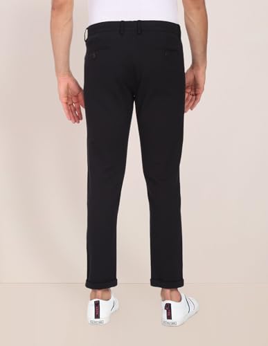 Image of U.S. Polo ASSN. Men's Regular Solid Textured Austin Trim Fit Mid Rise Casual Trousers