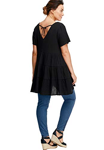Ellos Women's Plus Size Tiered Gauze Tunic - 16, Aqua Blue #TOP3
