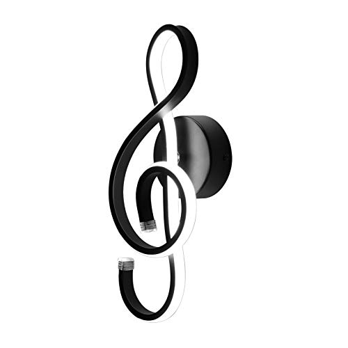 Phenas 22W Modern LED Wall Light Fixtures Indoor LED Wall Sconce Light Creative Wall Lamp LED Music Symbol Art Decoration for Bedroom Living Room Cafe Lounge Corridor Stairs, Black 6000K