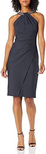 Alex Evenings womens Short Sheath Slimming Stretch Halter Neck Special Occasion Dress, Charcoal, 10 US