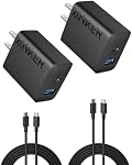 Anker iPhone 17/16 Charger, 2-Pack 20W Fast USB C Charger Block, for iPhone 17/16/16 Pro Max/15 Series/iPad Pro and More (2 Pack & 2 Cable)(Black)