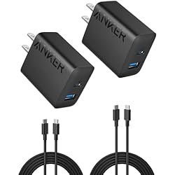 Anker iPhone Charger, 2-Pack 20W Fast USB C Charger Block, Type C Charger Fast Charging for iPhone 17/17 Pro Max/16 Series/iPad Pro and More (Black, 2 Pack & 2 Cable)