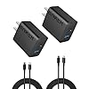Anker iPhone 17/16 Charger, 2-Pack 20W Fast USB C Charger Block, for iPhone 16/16 Pro Max/15 Series/iPad Pro and More (Black, 2 Pack & 2 Cable)
