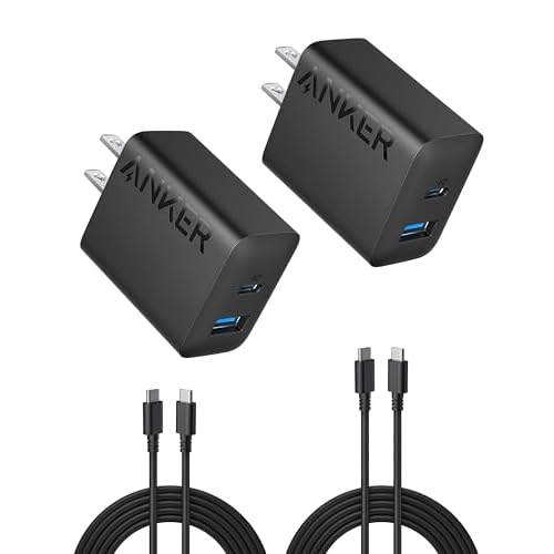 iPhone 15 Charger, Anker USB C Charger, 2-Pack 20W Dual Port USB Fast Wall Charger, USB C Charger Block for iPhone 15/15 Pro/15 Pro Max/iPad Pro/AirPods and More (2-Pack 5 ft USB-C Cable Inc