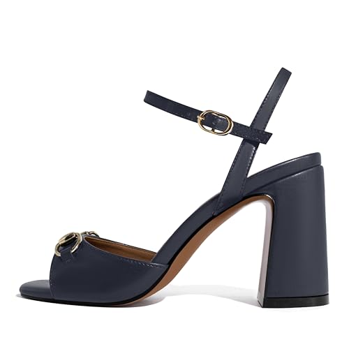 Image of iadore Women Fashion High Block Heel Shoes Strappy with Buckle Fashion Studded Round Open Toe Summer Dress Sandals Size 5-12 US
