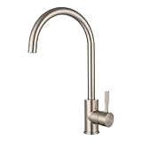 MELTA. Robinet Cuisine Pivotant 360° – Mitigeur Évier Arc Élevé en Acier Inoxydable, Robinet Cuisine avec Levier Unique, Robinet Évier Cuisine Moderne, Installation Facile (NICKEL BROSSÉ)