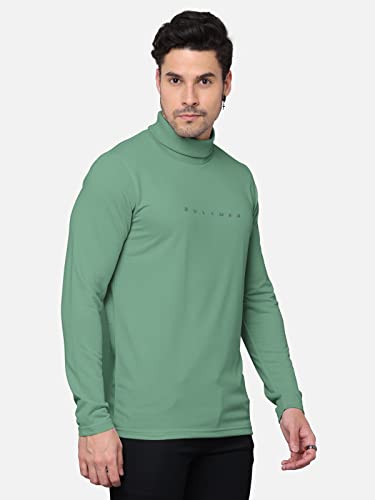 Image of BULLMER Solid Cotton Blended Full Sleeve Turtle Neck Tshirt for Men