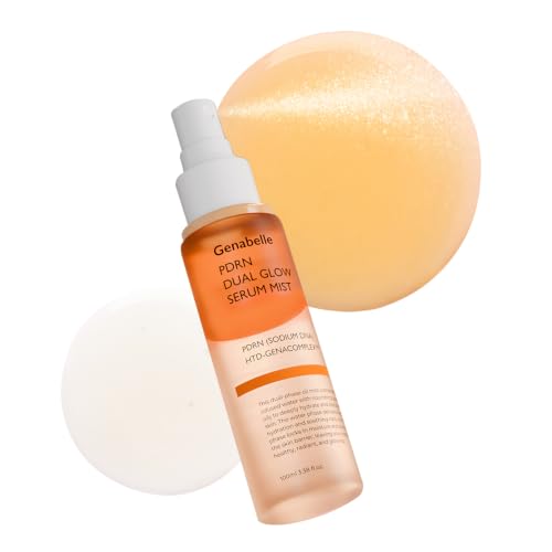 Genabelle PDRN Dual Glow Serum Mist Hydrating Face Mist with Niacinamide Collagen Hyaluronic Acid Blend & Peptides Lightweight Korean Skincare Spray Glass Skin Korean Skincare - 3.4 fl.oz