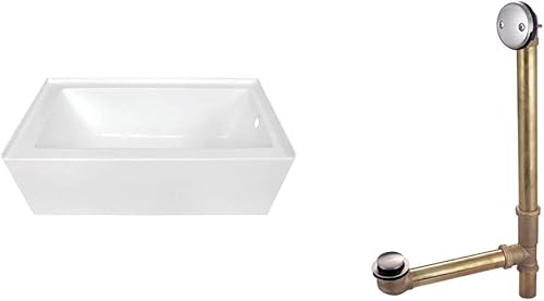 Miniatura 6 de KINGSTON BRASS VTDE603122R - Bañera acrílica contemporánea de 60 pulgadas con drenaje a la derecha y agujeros de desbordamiento, color blanco