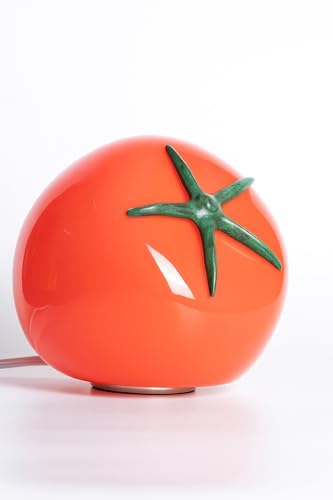 HEQET Table Lamp Tomato Glass Funky Lamp USB Powered Dimmable Cute Kawaii Novelty Accent Light for Bedroom & Kitchen Countertop Unique Vintage Retro Home Decor Cozy Warm Ambiance (Red)