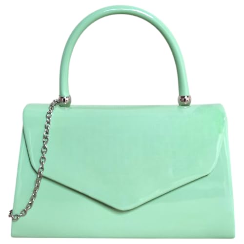Image of fi9® BNWT Retro Tote Patent Leather Bridal Wedding Evening Handbag Party Purse Clutch Shoulder Hand Bag (Mint Green)