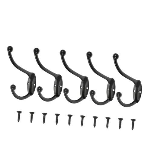 WHAMVOX 5 piezas Ganchos de Pared de Hierro para Baño y Cocina Percheros Resistentes para Colgar Ropa y Abrigos Ahorro de Espacio y Fácil Instalación de Colgadores Multiusos para