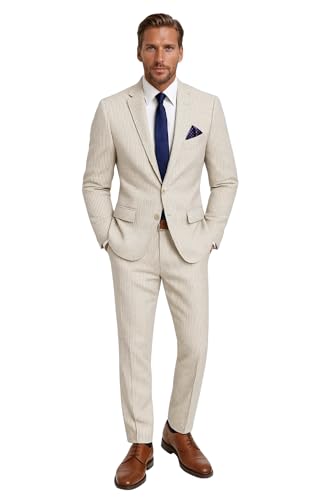 Emigre Men's 100% Cotton Striped Seersucker Suit