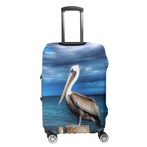 Pelican Bird Blue Sea Sky Luggage Cover Personalization Suitcase Covers Protector Elastic Washable Baggage Cover Anti-Scratch For Traveling, Aircraft Consignment XL4