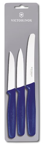 Victorinox 3-TLG. Gemüsemesser-Set Küchenmesser Standard (Blau)