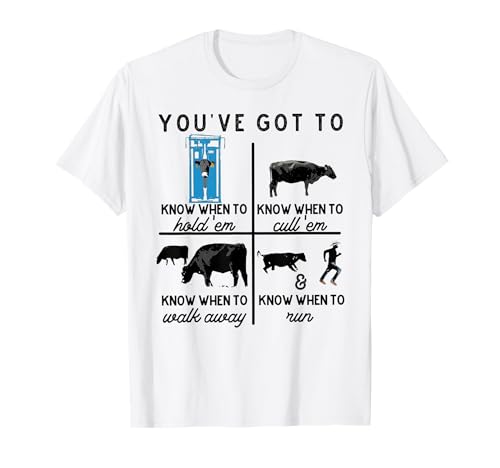 Know When to Hold Em Cattle Farmer Funny Ranching Quote T-Shirt