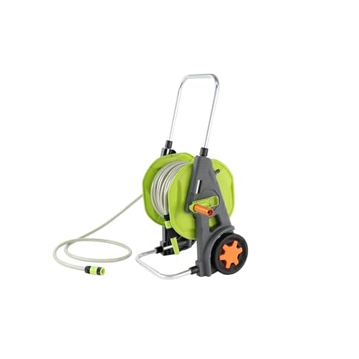 Amazon Basics - Carrello avvolgitubo con tubo da 30 m, Verde, Grigio
