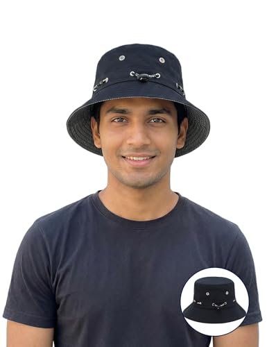 Image of Venzina Bucket Hat for Men Hat Cap for Men UPF 50+ UV Protection Packable Fisherman Sun Hat for Women Solid Reversible Camouflage Styles Beach Commute Travel Outdoor Hiking Round Cap