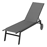 GIANTEX Juego de 1/2 Tumbonas de Jardín con Ruedas, Gris)