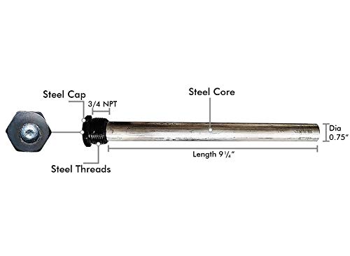 Ozek Rv Water Heater Magnesium Anode Rod With Ptfe Tape - Compatible With Suburban And Mor-Flo Water Heaters-9.25" Length ¾" Npt Threads (1 Pack) #TOP3