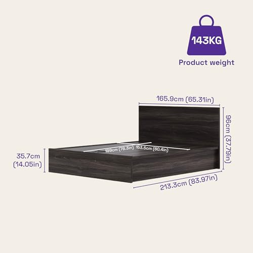 Image of Wakefit Bed | 3 Yr Warranty | Bed Queen Size, Comes with Hydraulic Storage, Noise-Free, Density: 680-750 kg /m, Termite & Borer Resistant, Fits Mattresses Up to 8 inches(Centaur 78x60- Wyoming Maple)