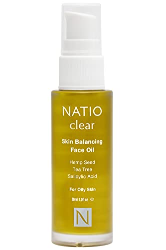 Natio Australia Clear Skin Balancing Face Oil 30ml - Calming Face Oil for Acne Prone an Oily Skin Types - Hemp Seed, Tea Tree & Salicylic Acid - Made in Australia