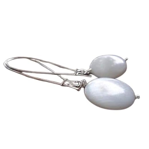 ♥ Madre perla DISC blanco pendientes Riñón ♥