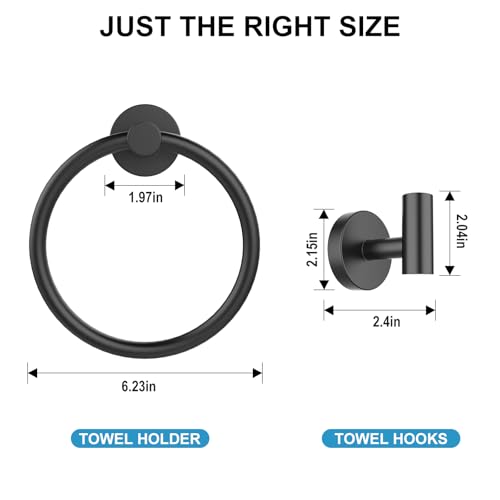 image for SetSail Bathroom Hardware Set, Matte Black 304 Stainless Steel Bathroo