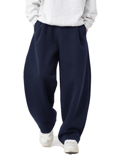 Image of Mens Baggy Sweatpants Wide Leg Casual Elastic Waist Drawstring Athletic Loose Jogger Fall Sweat Pants with Pockets