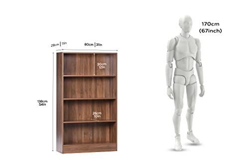 Image of DeckUp Muvo 4-Shelf Engineered Wood Book Shelf and Display Unit (Walnut, Matte Finish)