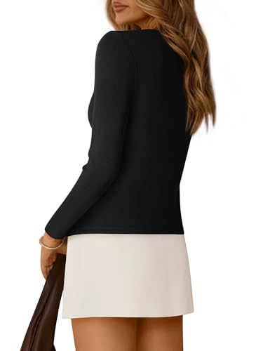 Cardigan Sweaters for Women Asymmetrical Button Up Long Sleeve Shirts Crewneck Ribbed Crop Tops Fall Fashion 20254