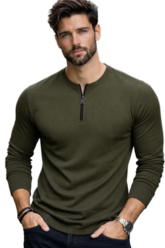 Image of RodZen Men's Cotton Blend Full Sleeve Solid Henley T Shirts