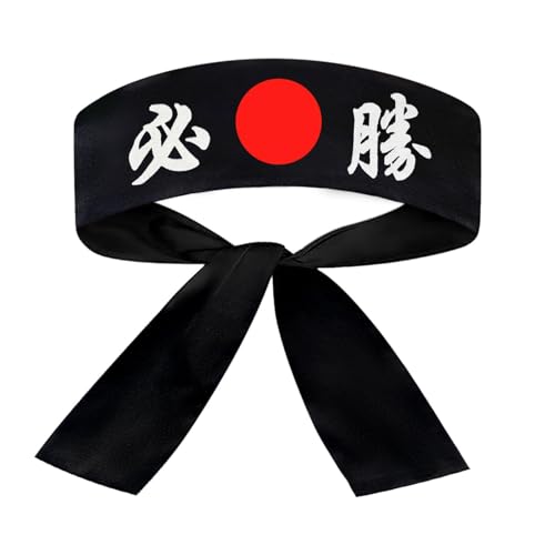 SUNRISE Japanese Sushi Chef Hachimaki Karate Headband - Black Victory