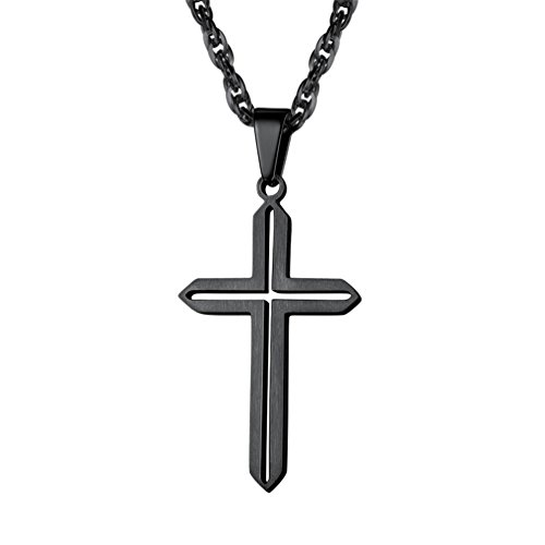 PROSTEEL Black Cross Necklace Men Punk Gothic Trendy Jewelry Teens Stainless Steel Mens Women Cross Chains Pendants