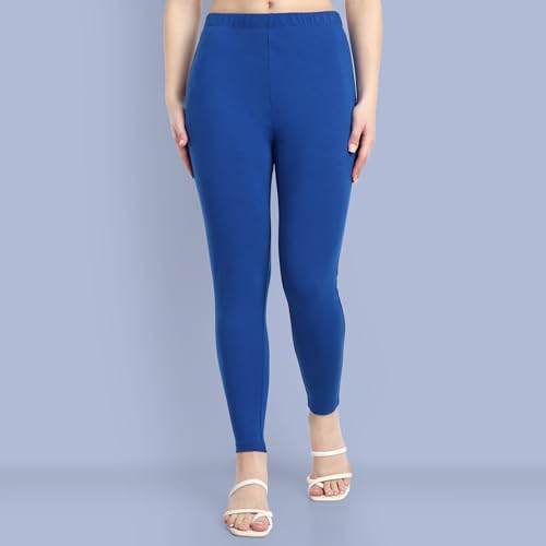 Image of ONE SKY Women Ankle Length Leggings | Premium Cotton Modal Spandex Blend | High Waist Stretchable & Bio-Washed Fabric | Colour-Lock | Ethnic Leggings for Women