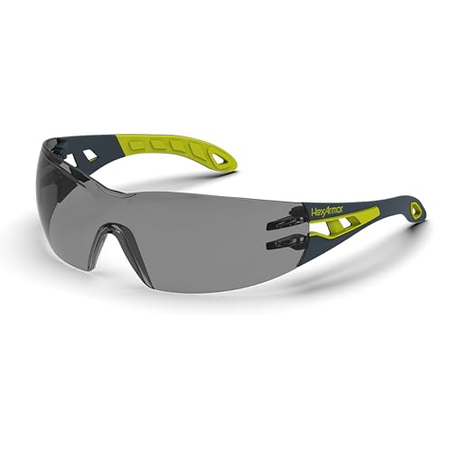 HexArmor MX200 Grey 23% Tinted Safety Glasses for Men and Women | Anti-Fog | Glare Reduction | Scratch Resistant Wraparound Lenses | Metal-Free | ANSI Z87+ Certified | 100% UV Protected Eyewear
