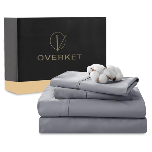 Image of 1000 Thread Count Egyptian Cotton Sheets Queen Size Set 4PCS Sateen Weave Soft Breathable 16-Inch Deep Pocket(Queen,Silver Grey)