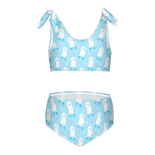 Toddler Girls Bikini Set Ski Dog Swimsuits Kid Bowknot Swimwear 2 Piece Bathing Suit 3-12T