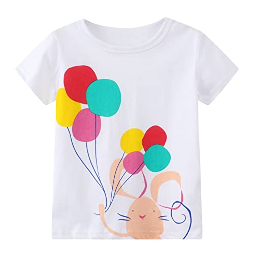 Kids Girls' Short Sleeve T-Shirts Easter Blue Rainbow Summer Graphic Tee Shirt Tops White Yellow 3 Packs Sets 4T4