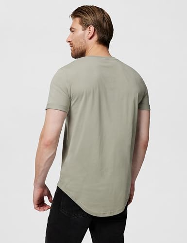Calvin Klein Camiseta de Manga Corta para Hombre Badge Turn Up Sleeve Cuello Redondo, Beige (Elephant Skin), L